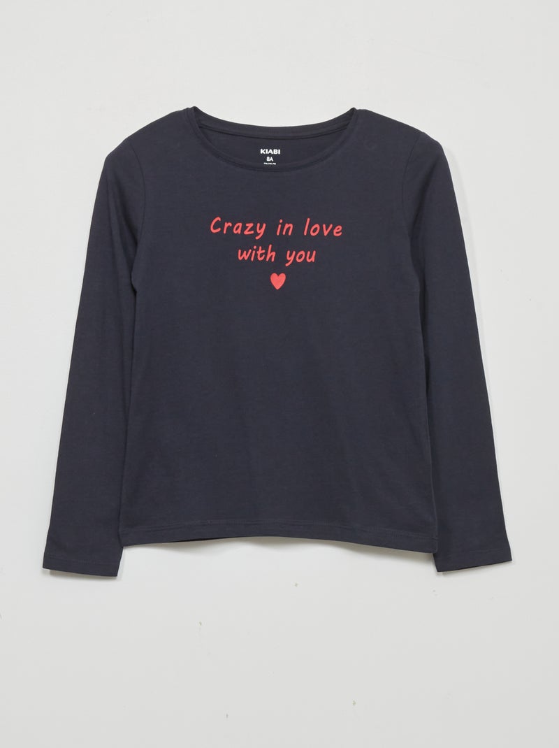 Camiseta de manga larga con estampado AZUL - Kiabi