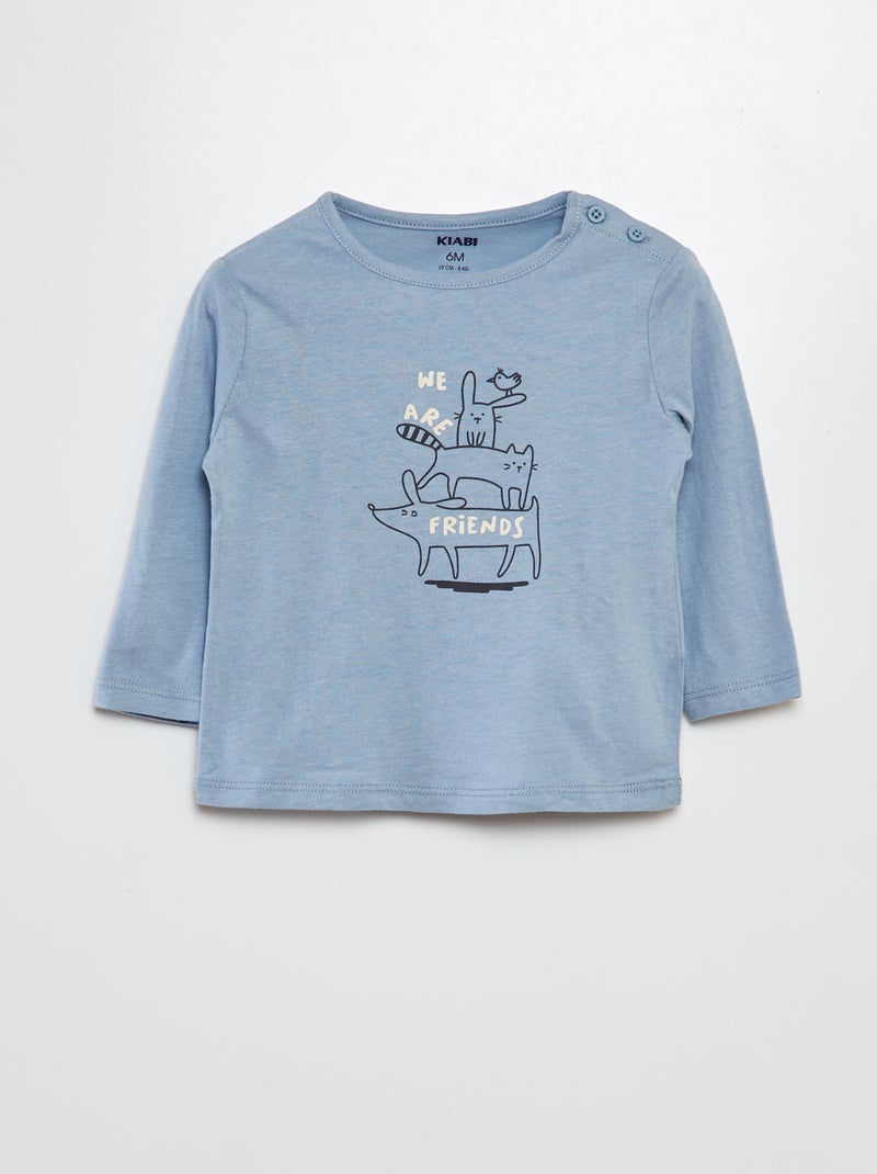 Camiseta de manga larga con estampado AZUL - Kiabi