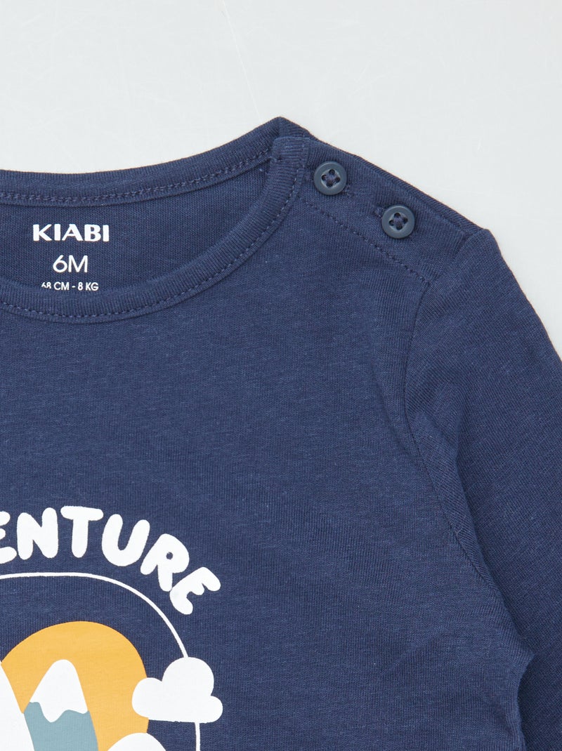 Camiseta de manga larga con estampado AZUL - Kiabi