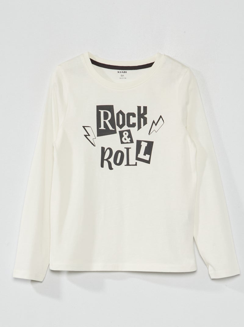 Camiseta de manga larga con estampado BEIGE - Kiabi
