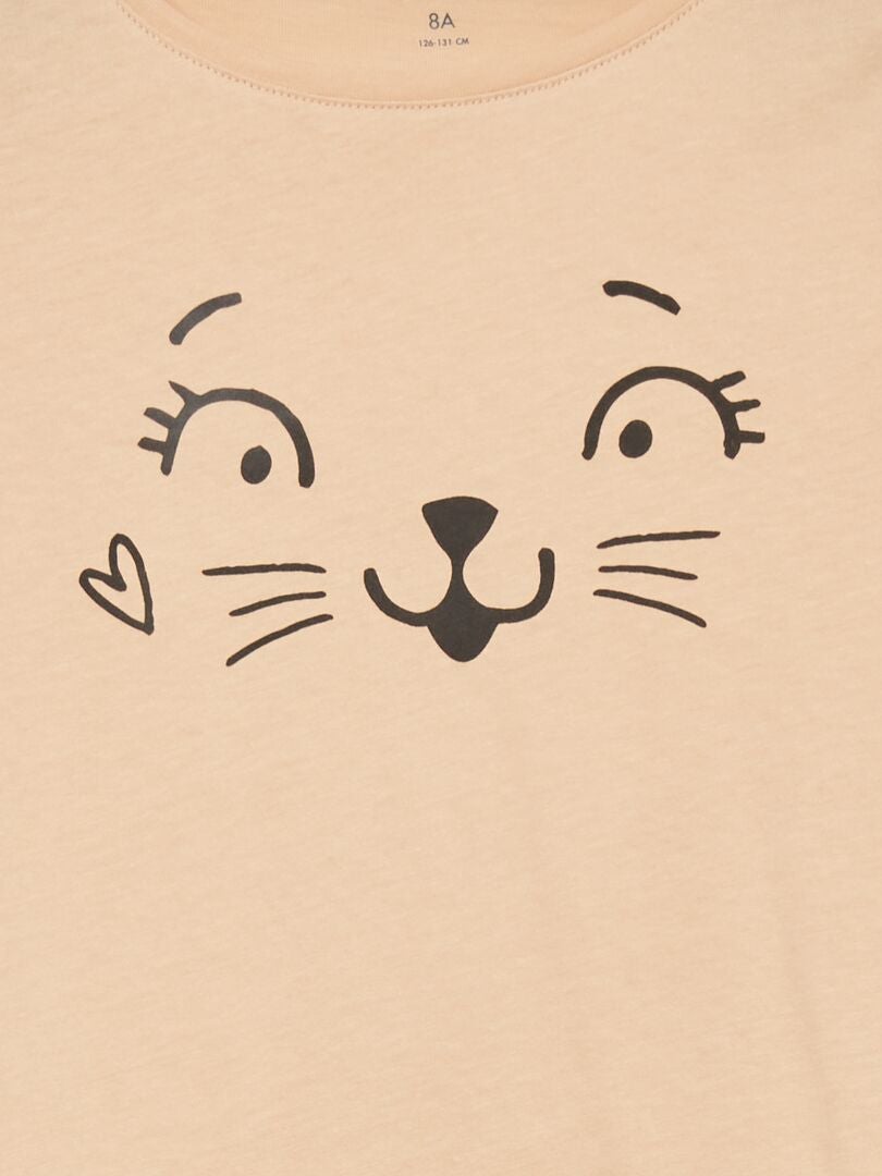 Camiseta de manga larga con estampado BEIGE - Kiabi