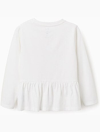 Camiseta de Manga Larga con Estampado Blanca