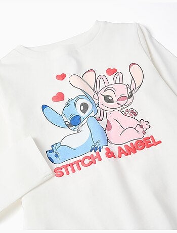 Camiseta de Manga Larga con Estampado Blanca