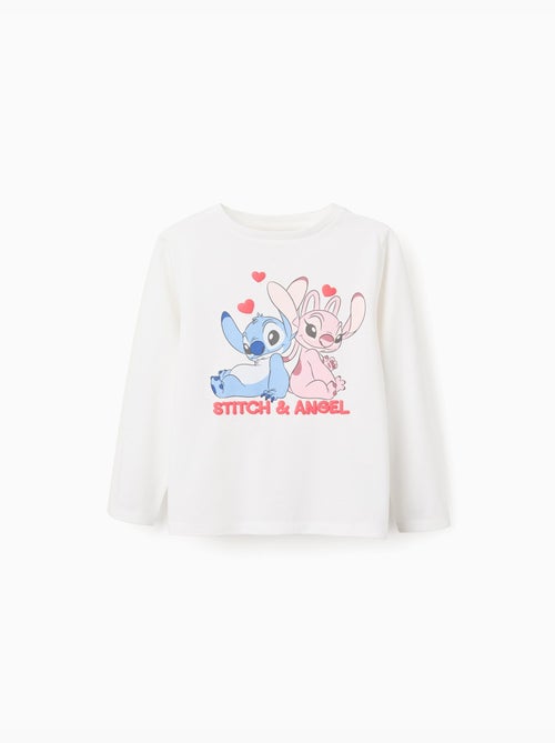 Camiseta de Manga Larga con Estampado Blanca - Kiabi