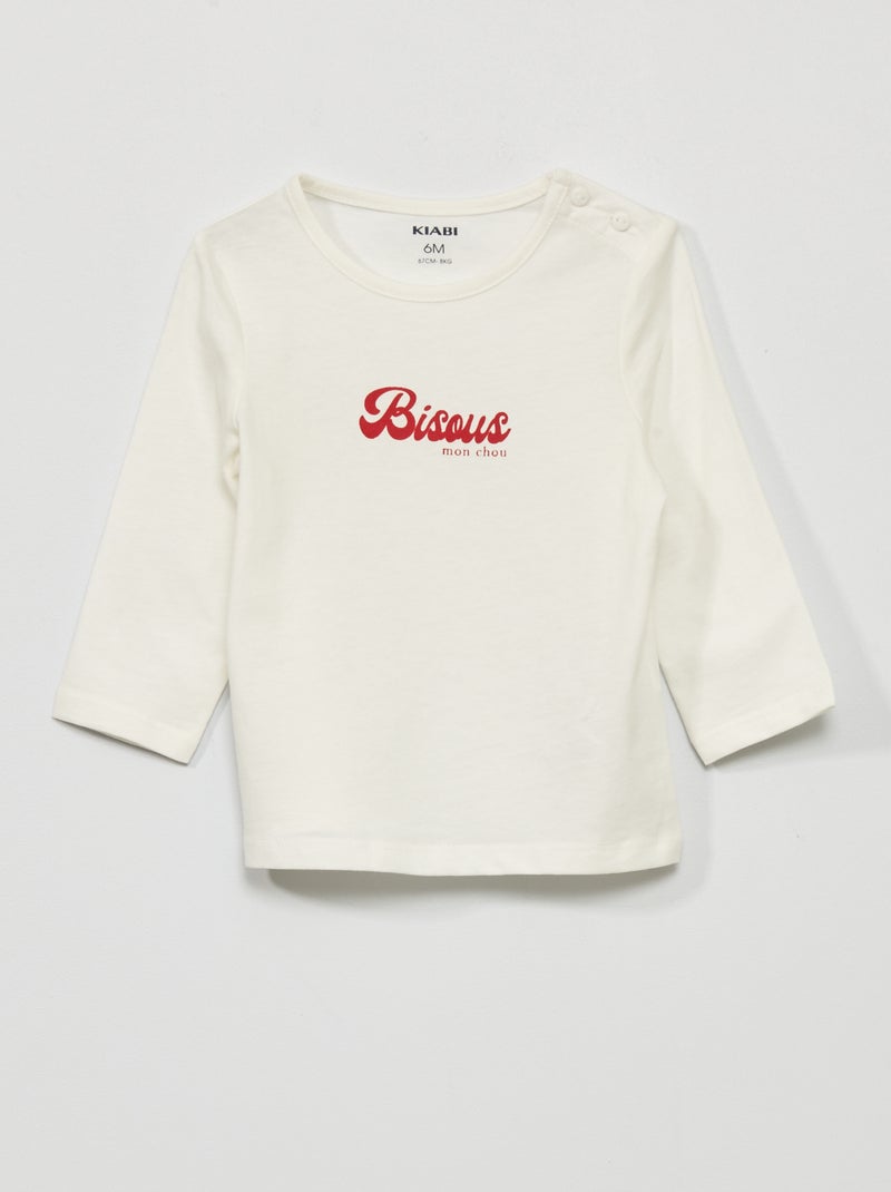 Camiseta de manga larga con estampado BLANCO - Kiabi