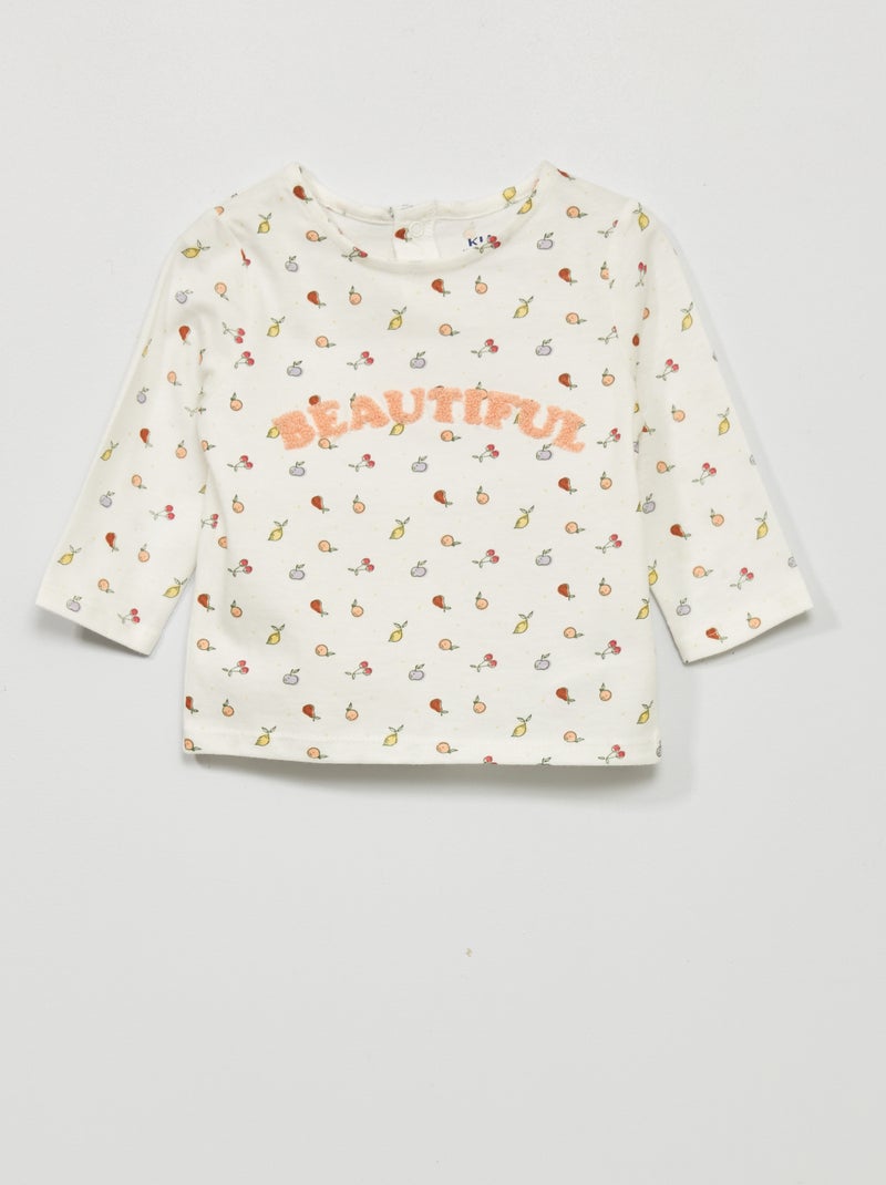 Camiseta de manga larga con estampado BLANCO - Kiabi