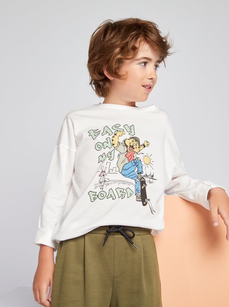 Camiseta de manga larga con estampado Blanco - Kiabi