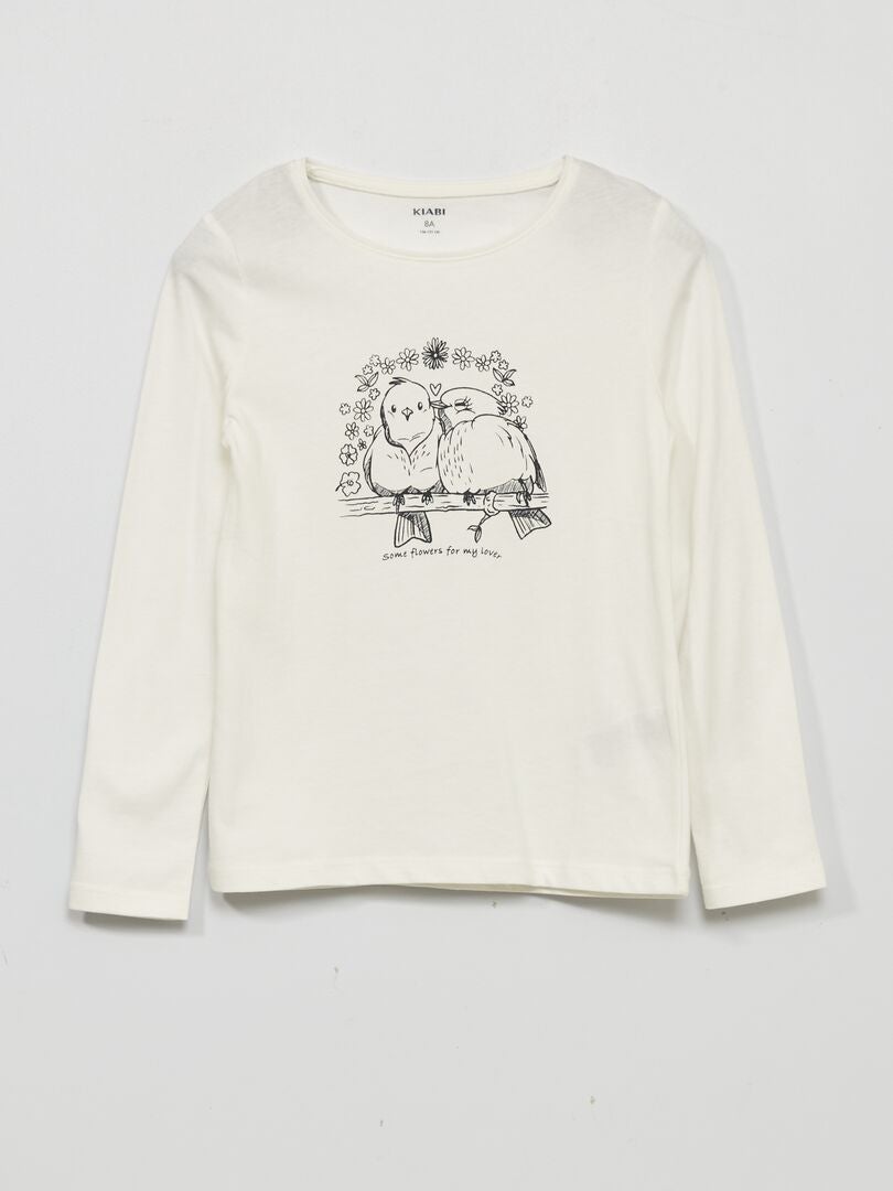Camiseta de manga larga con estampado BLANCO - Kiabi