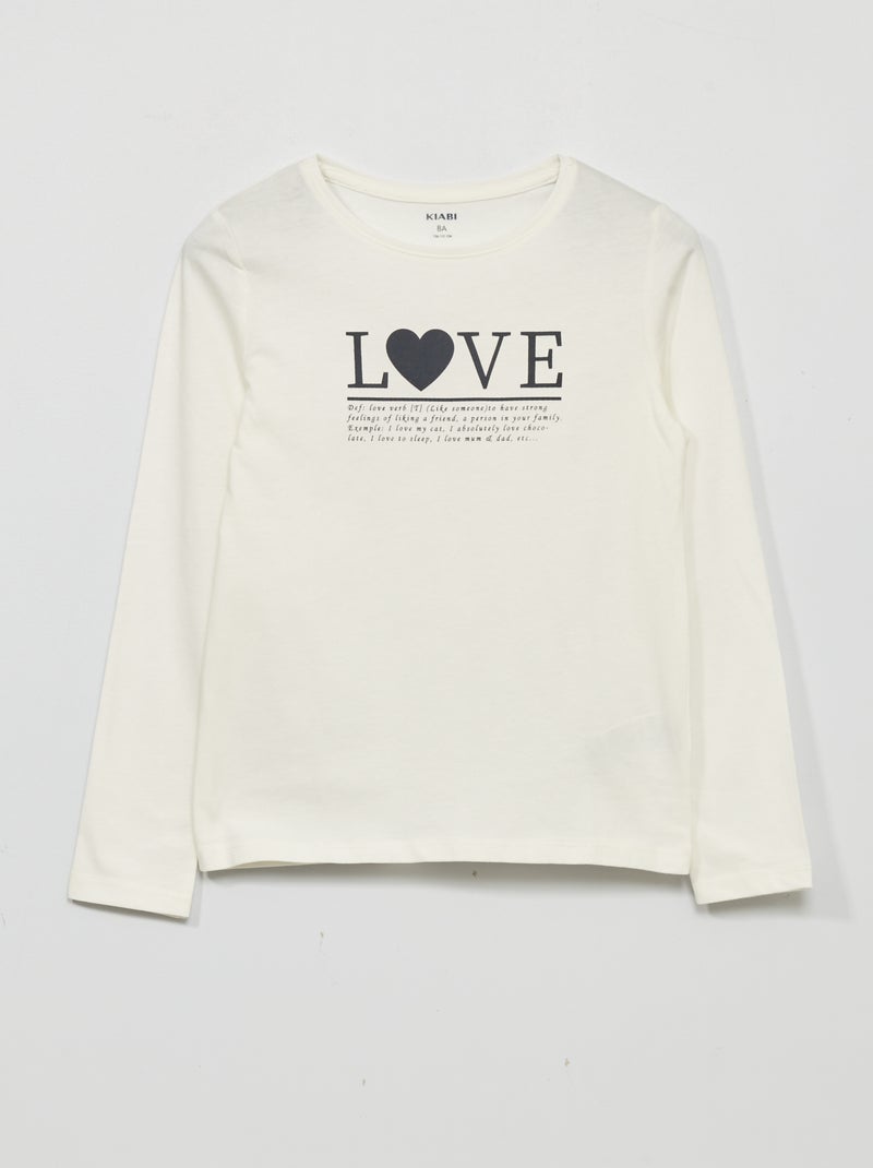 Camiseta de manga larga con estampado BLANCO - Kiabi