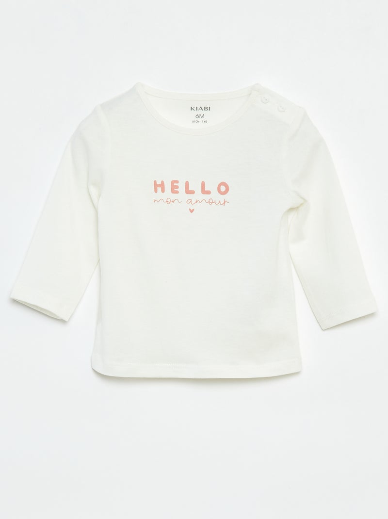 Camiseta de manga larga con estampado Blanco - Kiabi