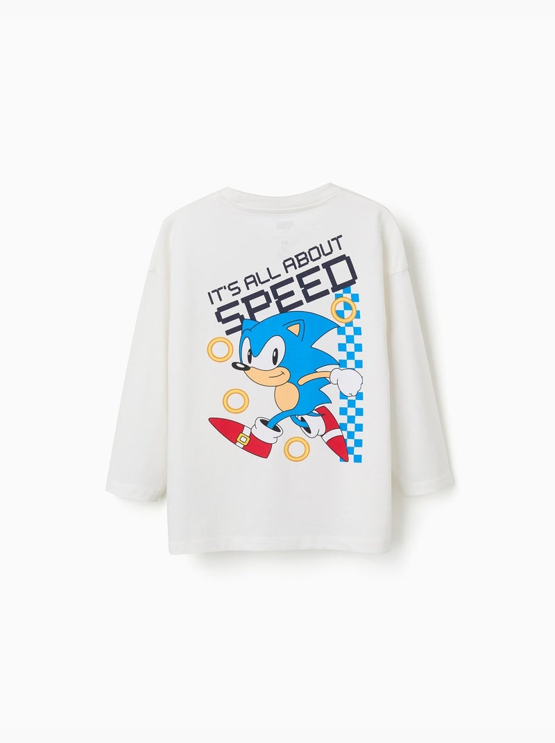 Camiseta de Manga Larga con Estampado Blanco - Kiabi
