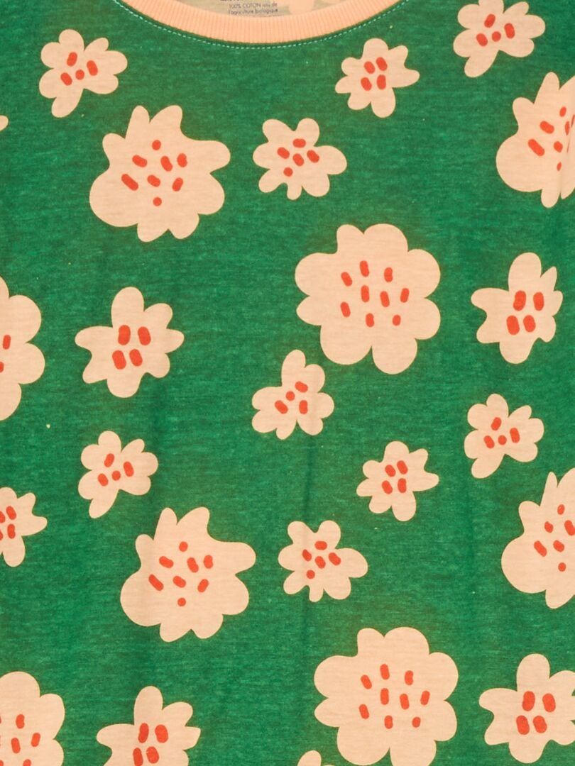 Camiseta de manga larga con estampado de 'flores' Verde - Kiabi