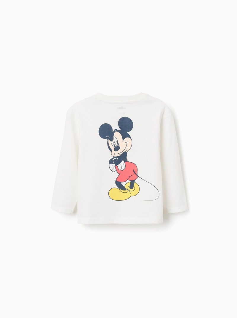 Camiseta de Manga Larga con Estampado de Mickey Blanco - Kiabi