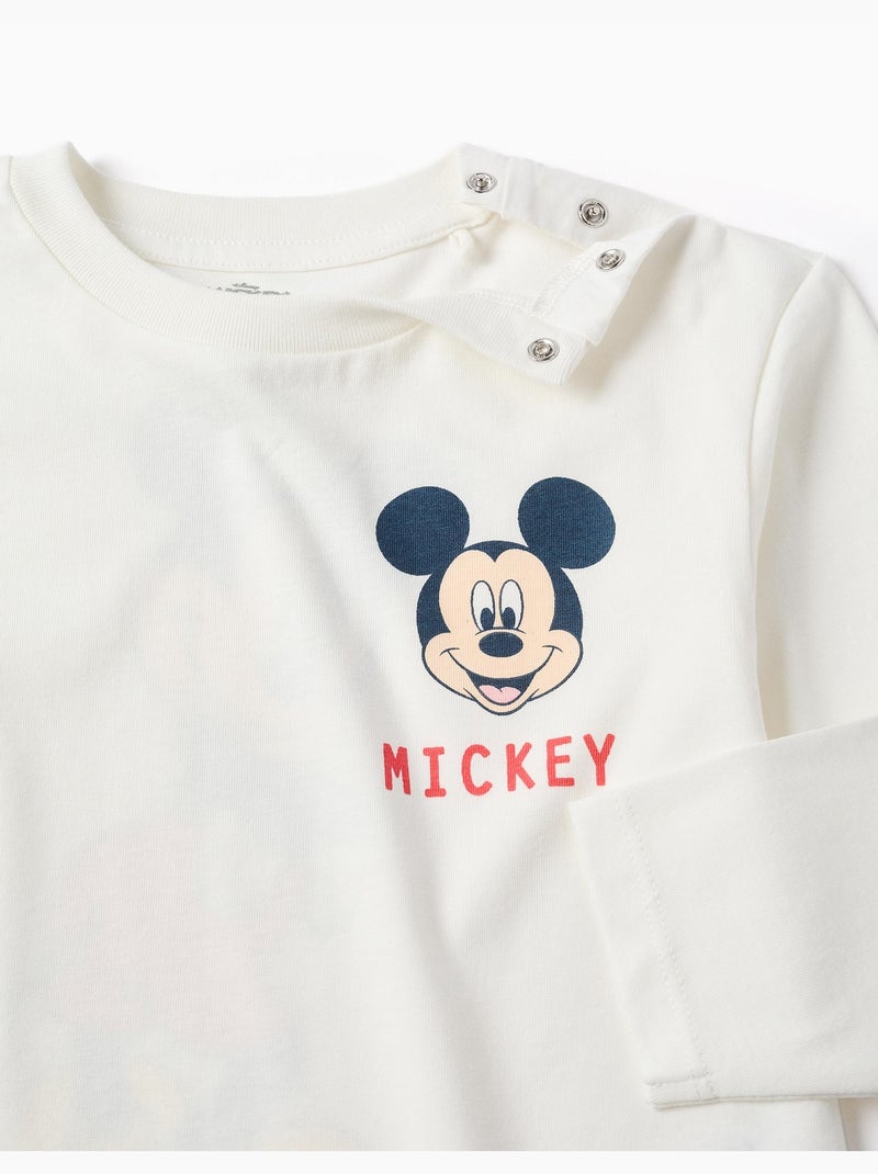 Camiseta de Manga Larga con Estampado de Mickey Blanco - Kiabi