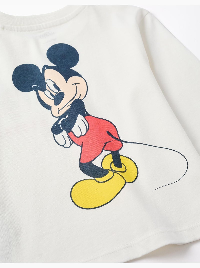Camiseta de Manga Larga con Estampado de Mickey Blanco - Kiabi