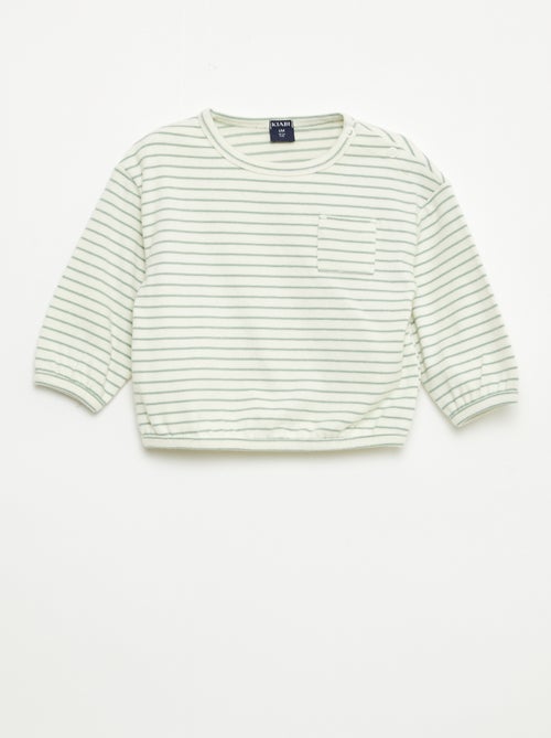 Camiseta de manga larga con estampado de rayas - Kiabi