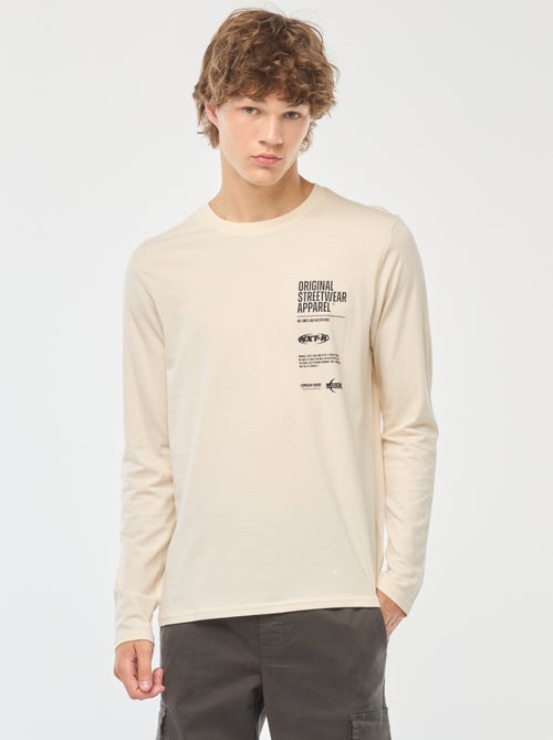 Camiseta de manga larga con estampado delantero - Kiabi