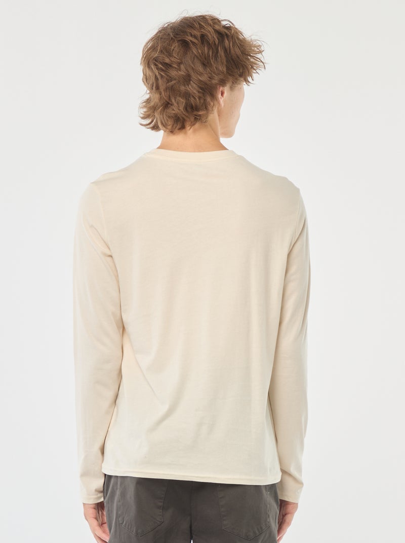 Camiseta de manga larga con estampado delantero Blanco - Kiabi