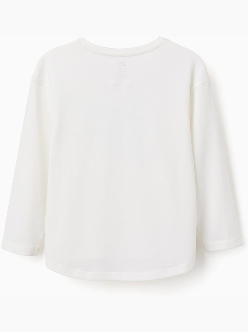 Camiseta de manga larga con estampado en relieve Blanco - Kiabi