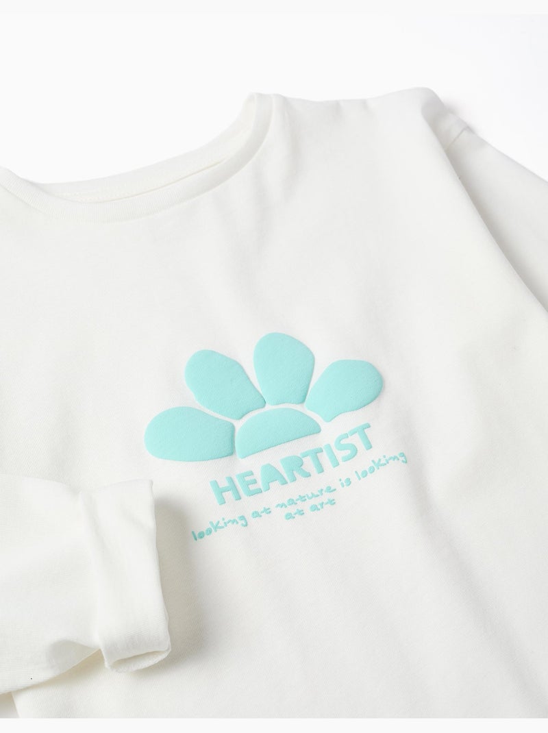 Camiseta de manga larga con estampado en relieve Blanco - Kiabi