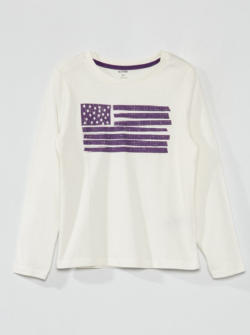 Camiseta de manga larga con estampado GRIS - Kiabi