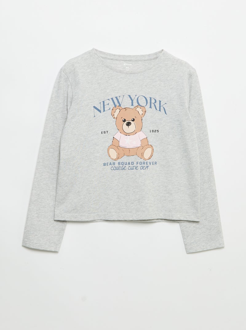 Camiseta de manga larga con estampado Gris - Kiabi