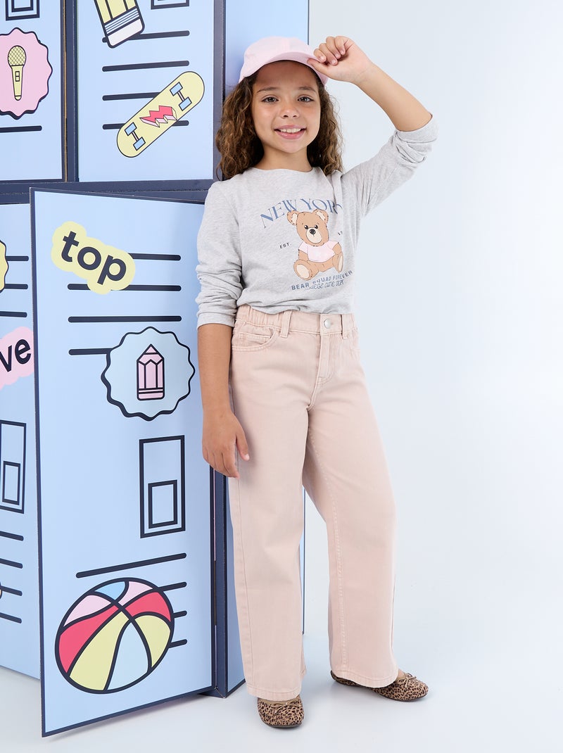 Camiseta de manga larga con estampado Gris - Kiabi