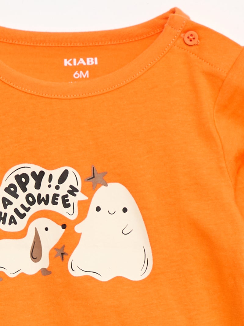 Camiseta de manga larga con estampado Naranja - Kiabi