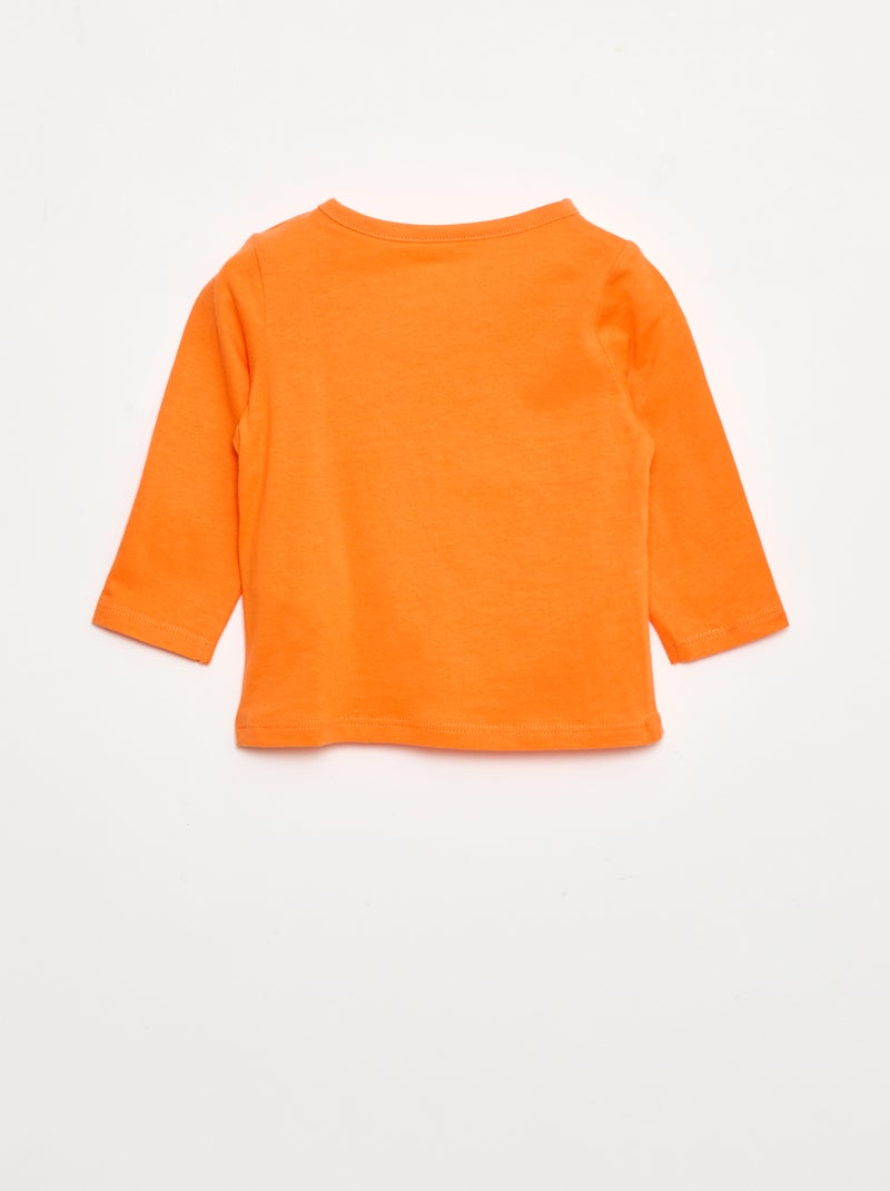 Camiseta de manga larga con estampado Naranja - Kiabi