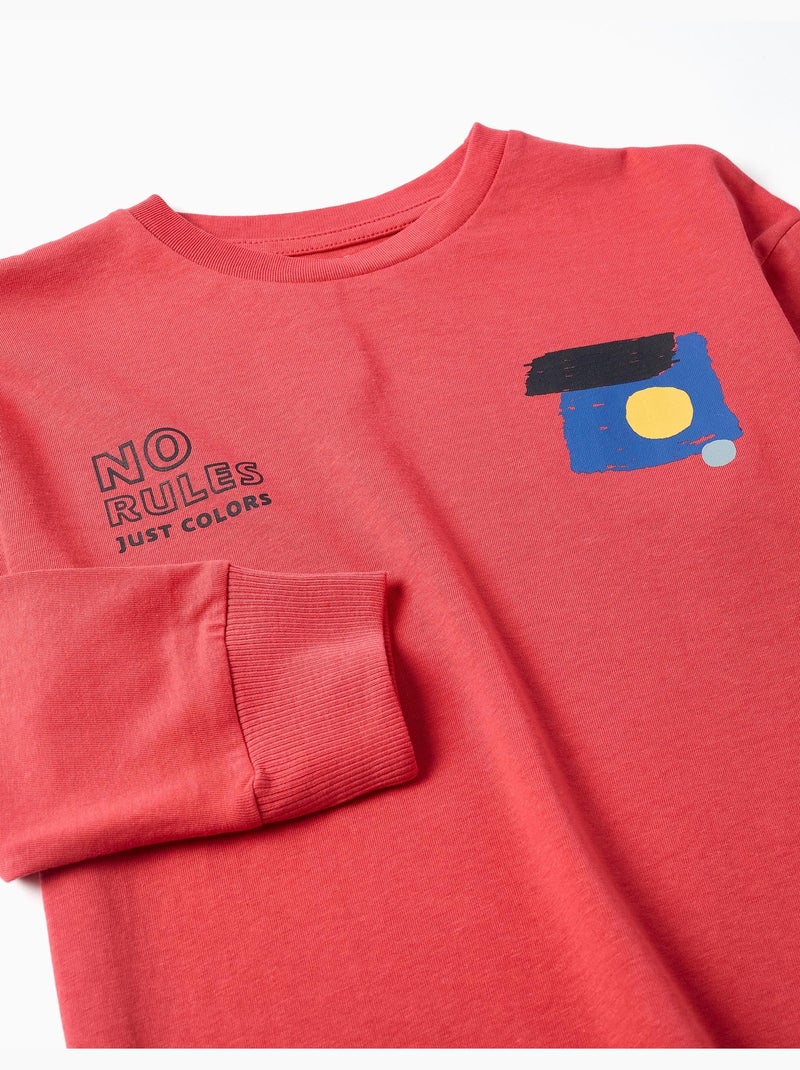 Camiseta de manga larga con estampado No Rules Rojo - Kiabi
