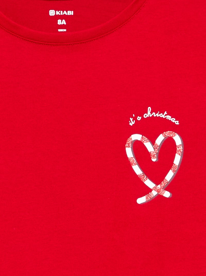 Camiseta de manga larga con estampado Rojo - Kiabi