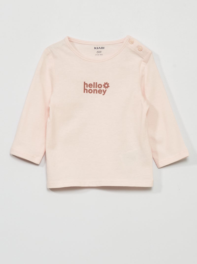 Camiseta de manga larga con estampado ROSA - Kiabi