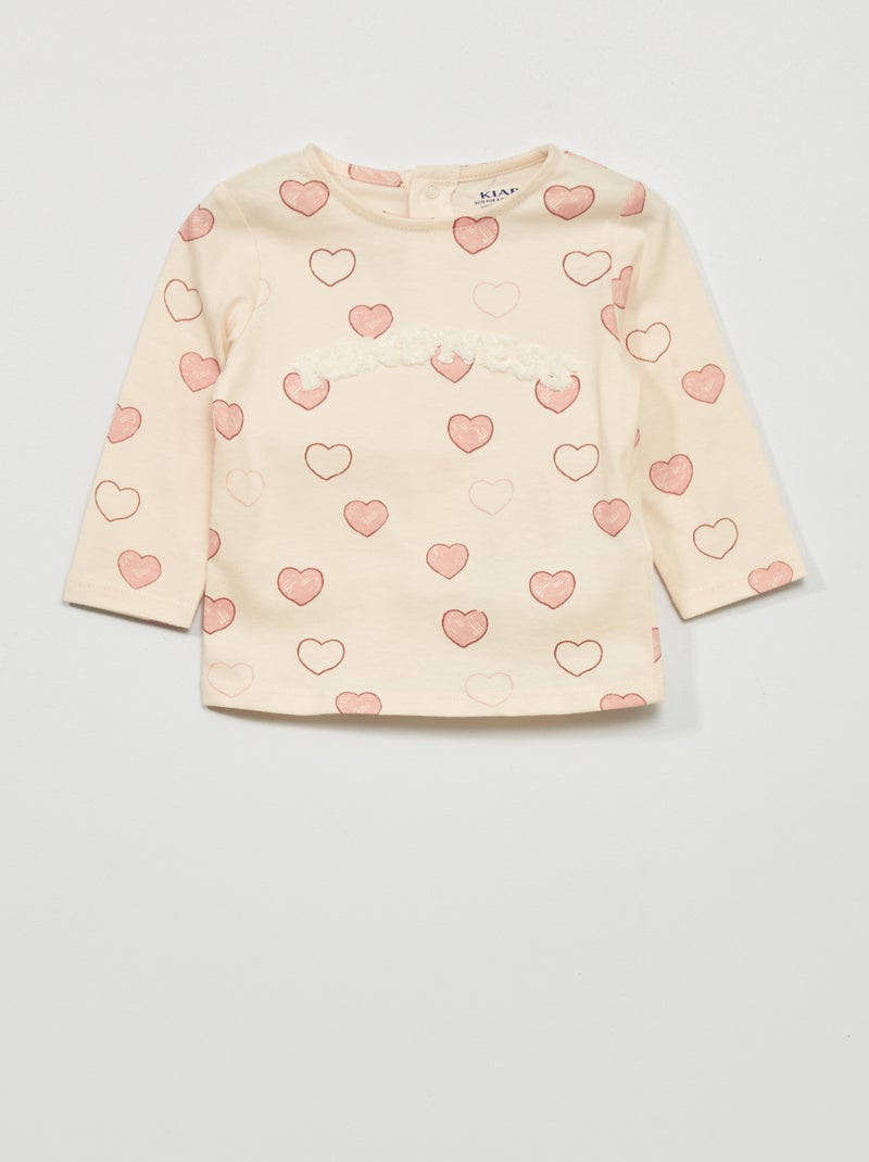 Camiseta de manga larga con estampado ROSA - Kiabi