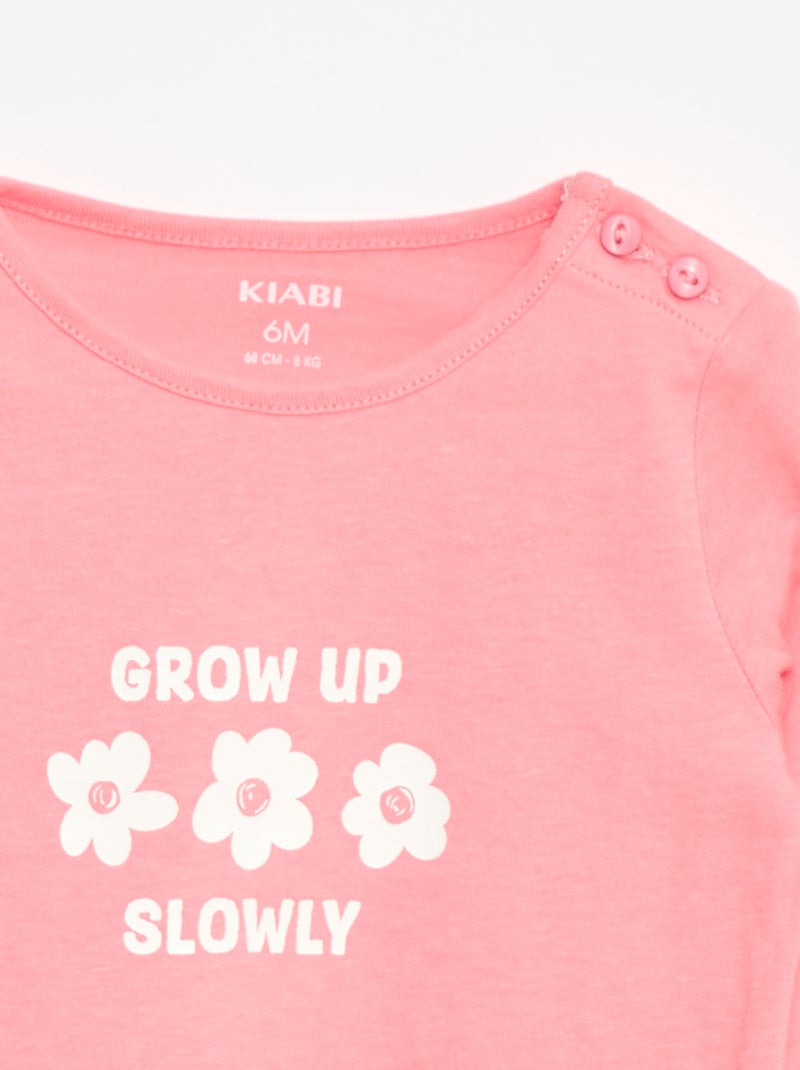 Camiseta de manga larga con estampado Rosa - Kiabi