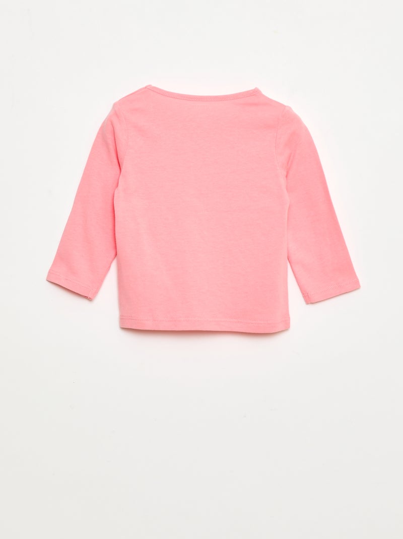 Camiseta de manga larga con estampado Rosa - Kiabi