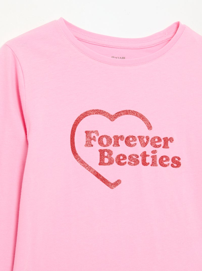 Camiseta de manga larga con estampado Rosa - Kiabi