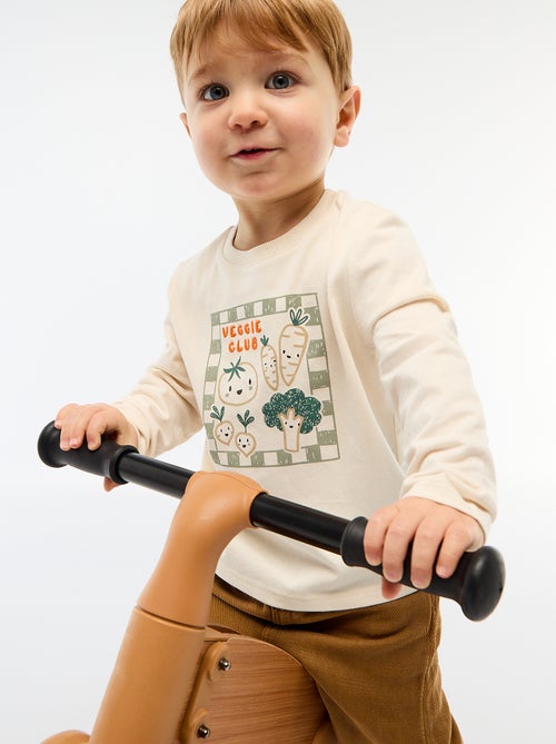 Camiseta de manga larga con estampado y bordado - Kiabi