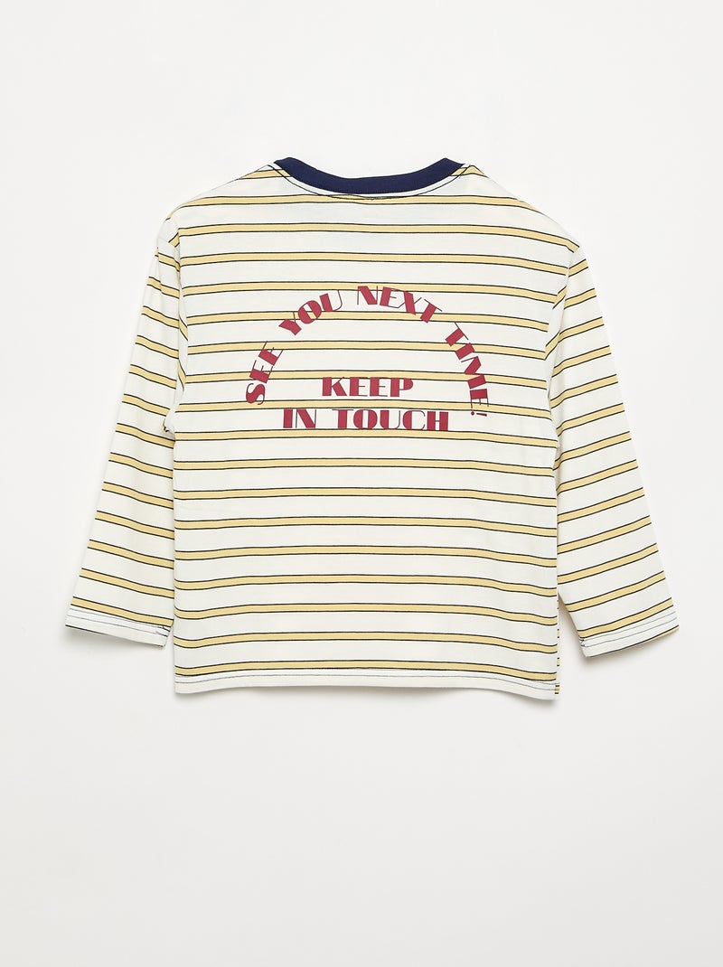 Camiseta de manga larga con estampado y mensaje Amarillo - Kiabi