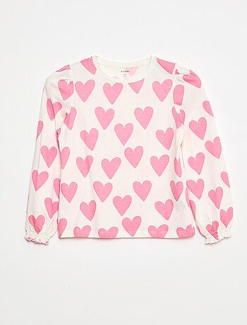 Camiseta de manga larga con frunces en los hombros