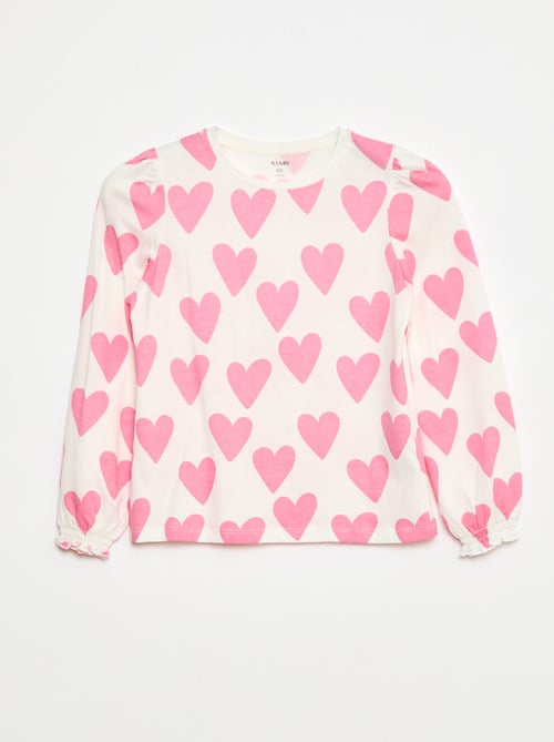 Camiseta de manga larga con frunces en los hombros - Kiabi