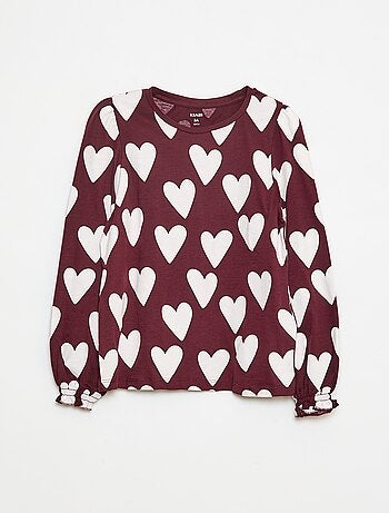 Camiseta de manga larga con frunces en los hombros