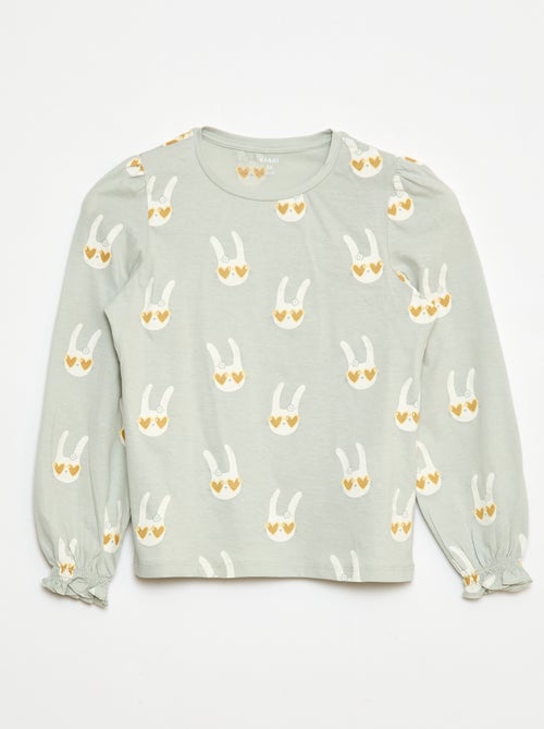 Camiseta de manga larga con frunces en los hombros - Kiabi