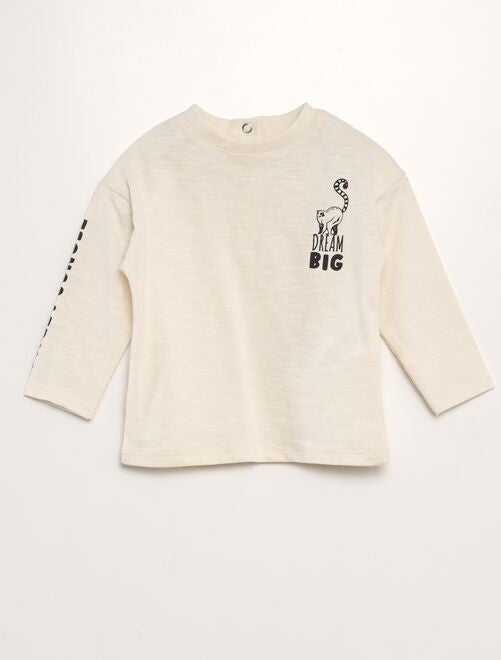 Camiseta de manga larga con inscripción - Kiabi