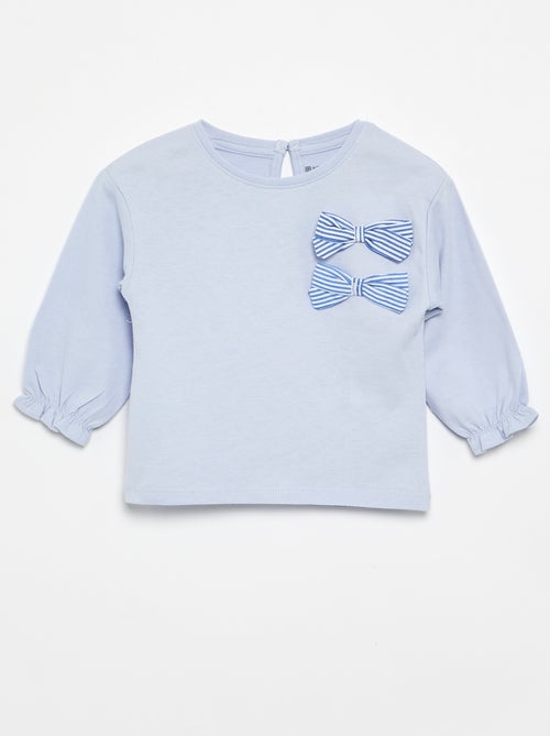 Camiseta de manga larga con lazos decorativos - Kiabi
