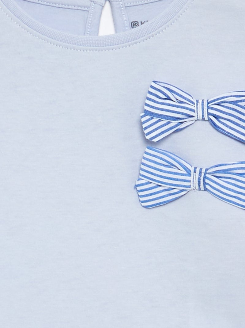 Camiseta de manga larga con lazos decorativos Azul - Kiabi