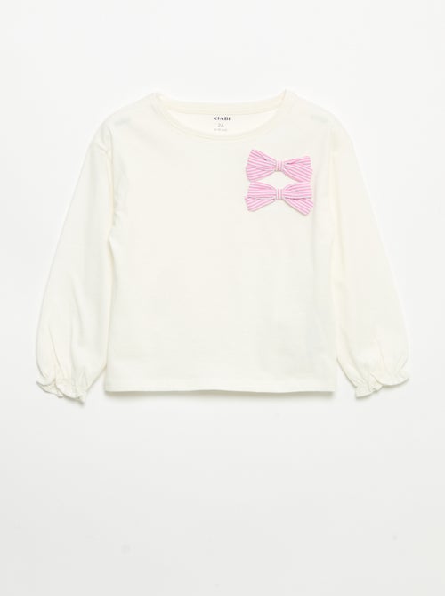 Camiseta de manga larga con lazos decorativos - Kiabi