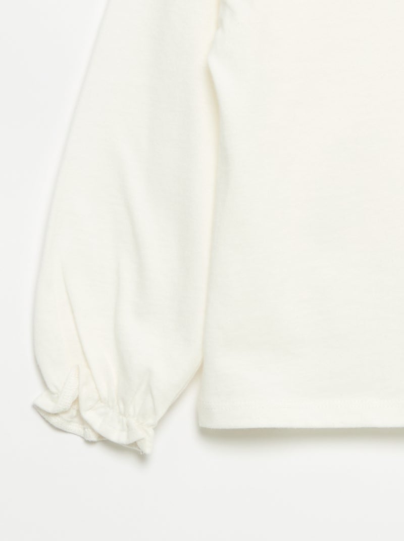 Camiseta de manga larga con lazos decorativos Blanco - Kiabi