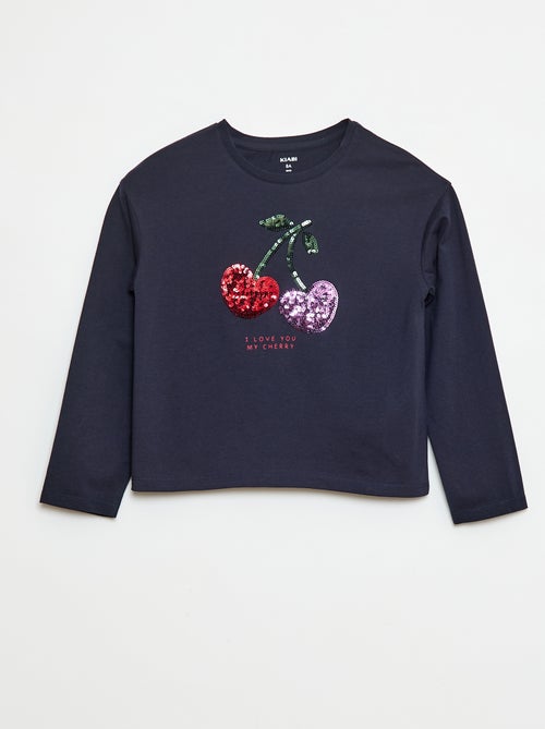 Camiseta de manga larga con lentejuelas - Kiabi