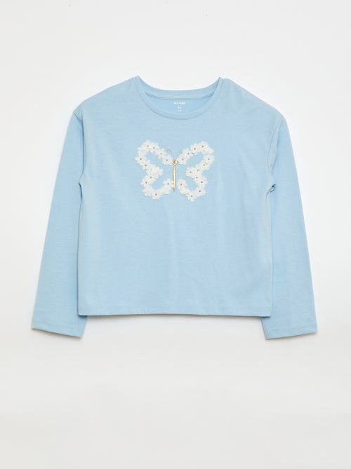 Camiseta de manga larga con lentejuelas - Kiabi
