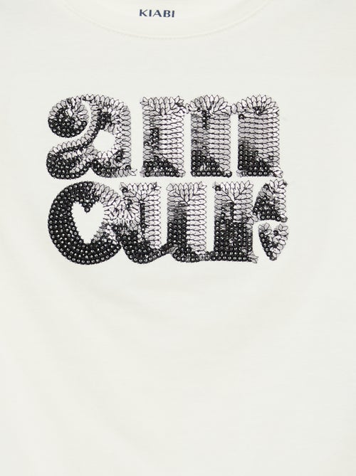 Camiseta de manga larga con lentejuelas - Kiabi Camiseta de manga larga con lentejuelas - Kiabi